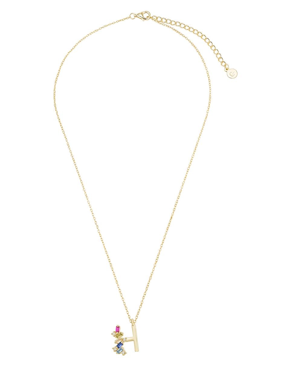 Collar de letras de plata con acabado baño de oro P 925 2