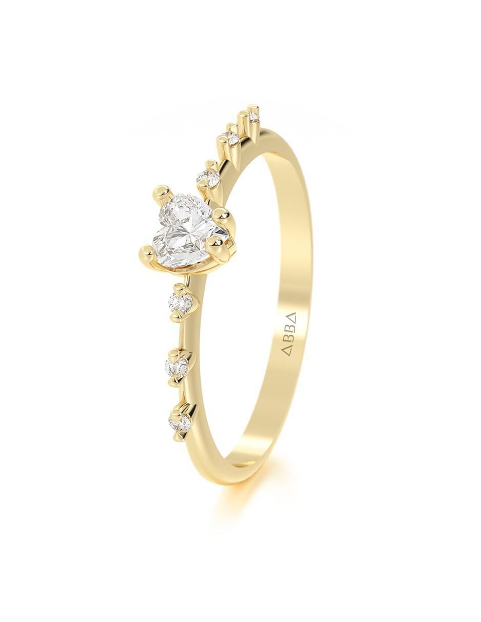 Anillo 14 k de oro zirconia brillante 5