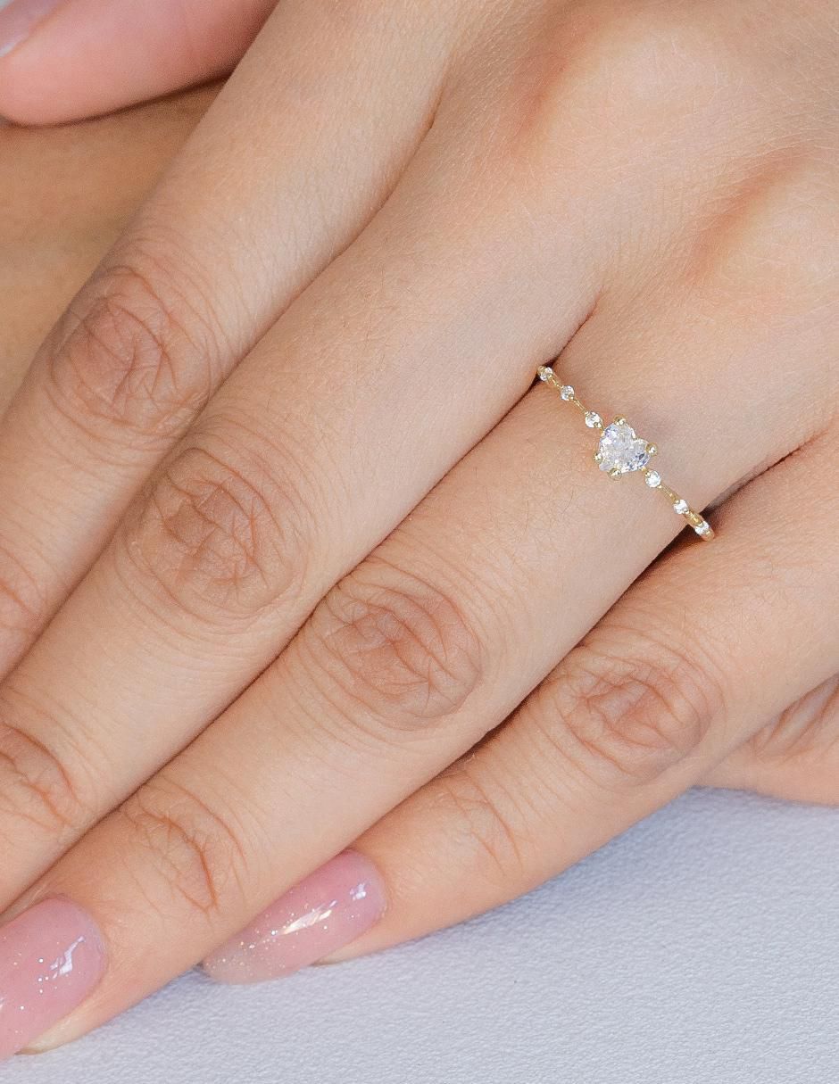 Anillo 14 k de oro zirconia brillante 3