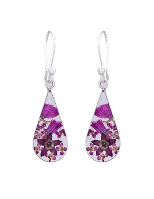 Aretes de gota de plata P 925 con acabado brillante resina