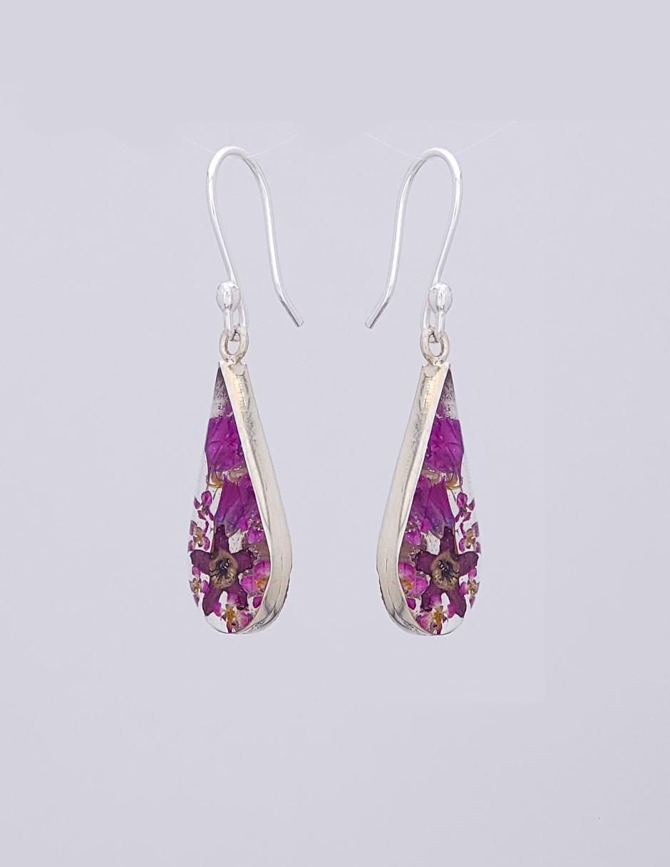 Aretes de gota de plata P 925 con acabado brillante resina
