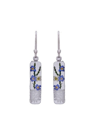 Aretes de flor Naturaleza Encapsulada de plata P 925 con acabado brillante resina
