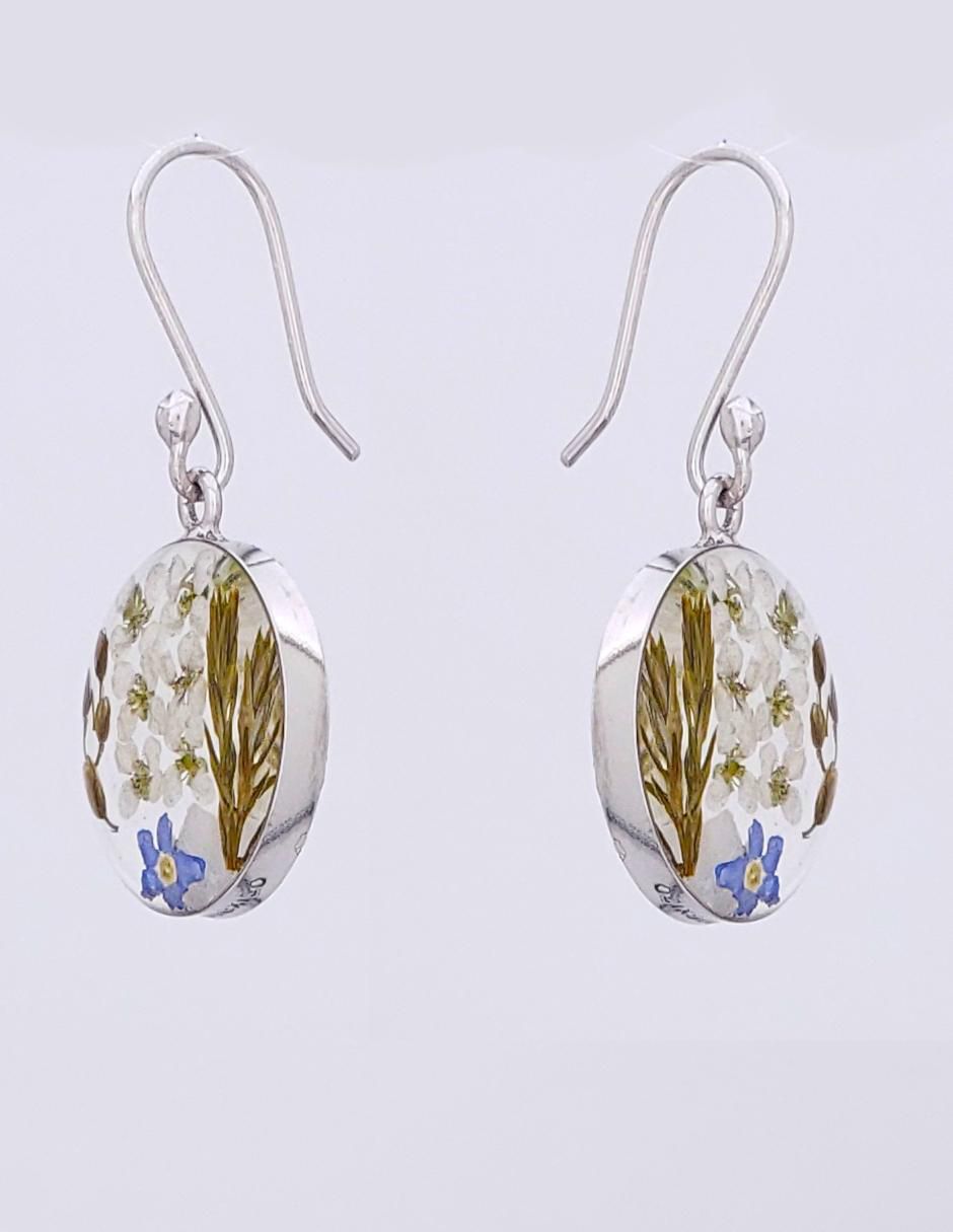 Aretes circulares Naturaleza Encapsulada de plata P 925 con acabado brillante resina 2