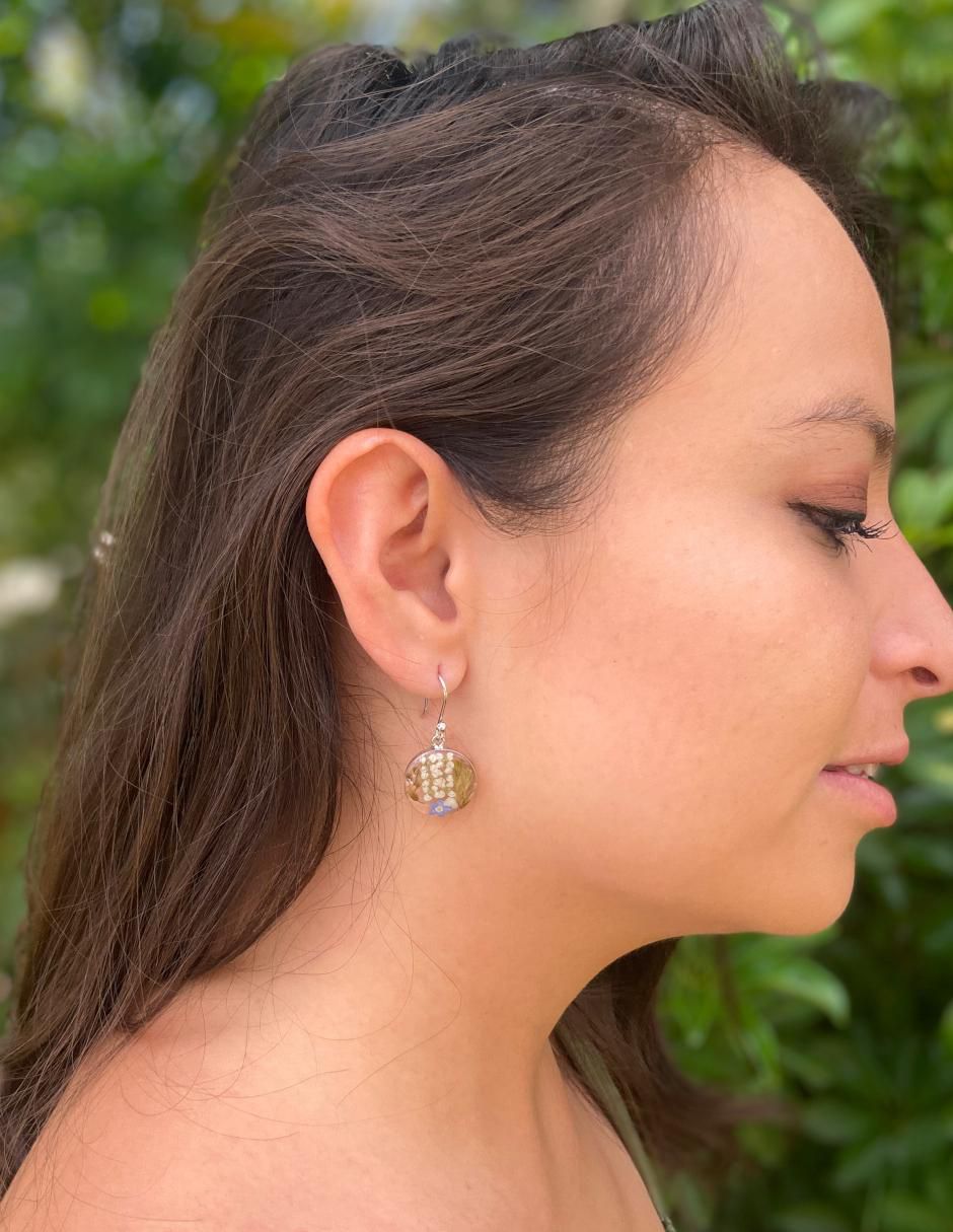 Aretes circulares Naturaleza Encapsulada de plata P 925 con acabado brillante resina 3