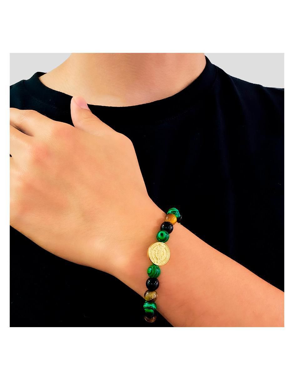 Pulsera con malaquita acabado liso 2