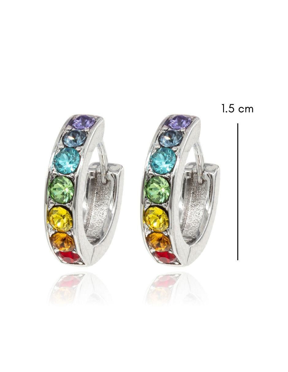 Aretes redondos con acabado brillante cristal 5