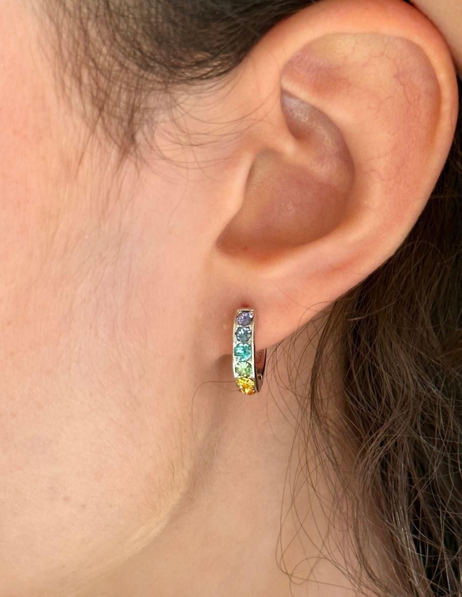 Aretes redondos con acabado brillante cristal 3