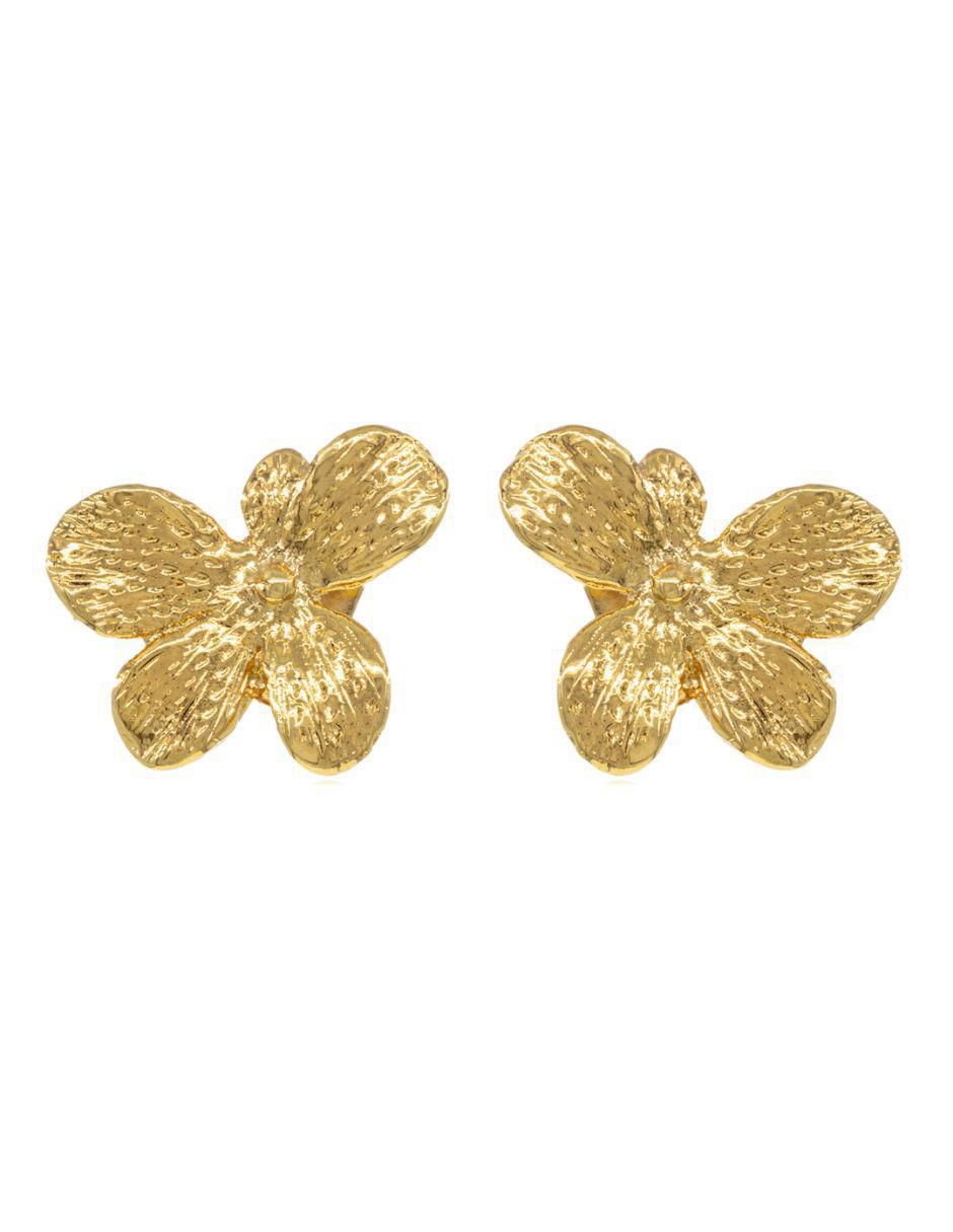 Broqueles de flor con acabado baño de oro