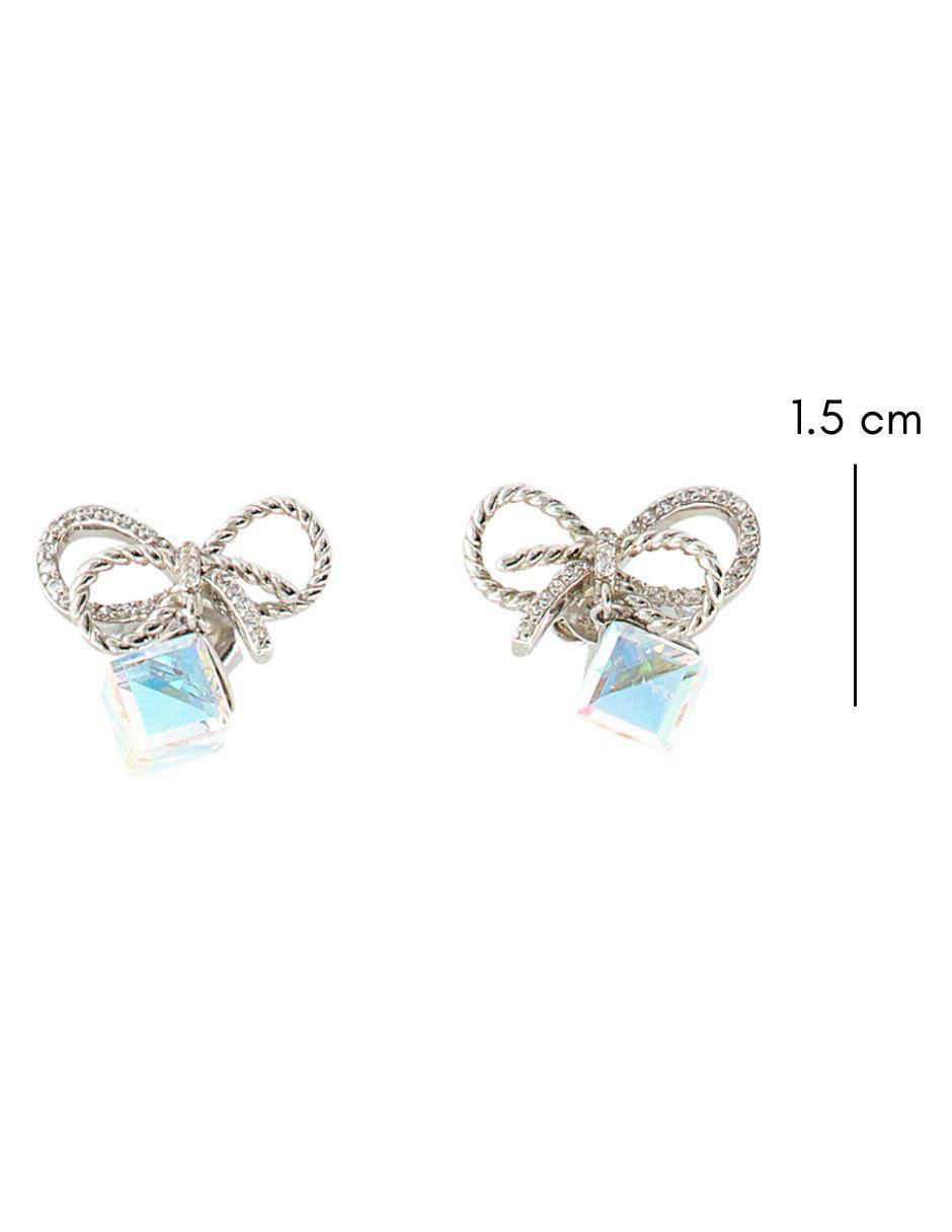 Aretes de moño de plata P 925 con acabado brillante cristal 5