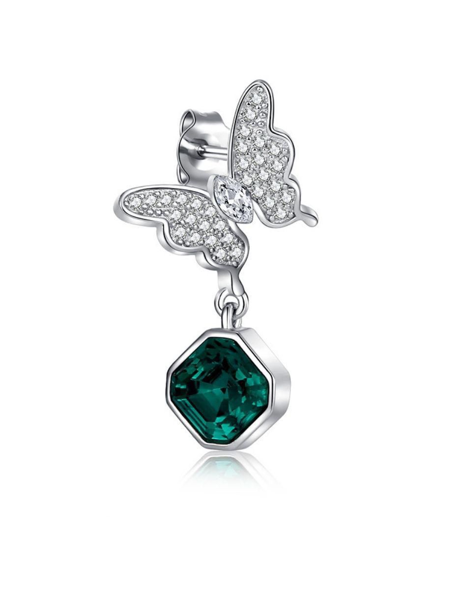 Aretes de mariposa con acabado brillante cristal 2