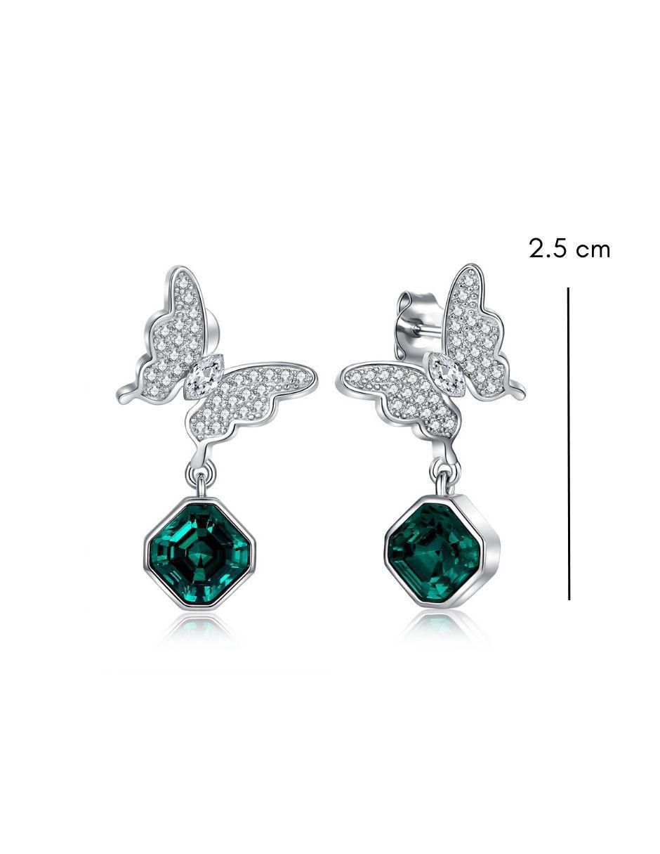 Aretes de mariposa con acabado brillante cristal 7