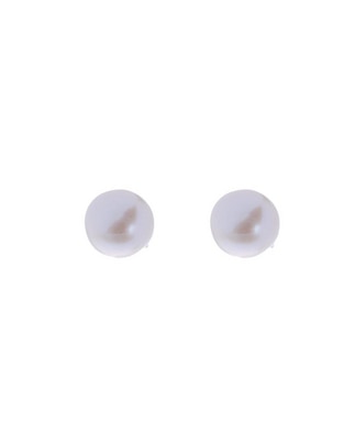 Aretes redondos de plata P 925 con acabado brillante perla 1