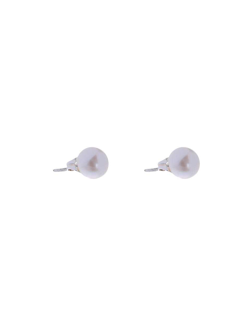 Aretes redondos de plata P 925 con acabado brillante perla 2