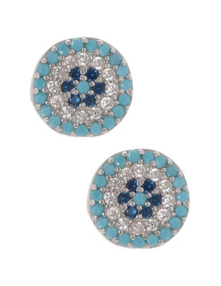 Broqueles de flor Mediterraneo Ojo de plata P 925 con acabado brillante