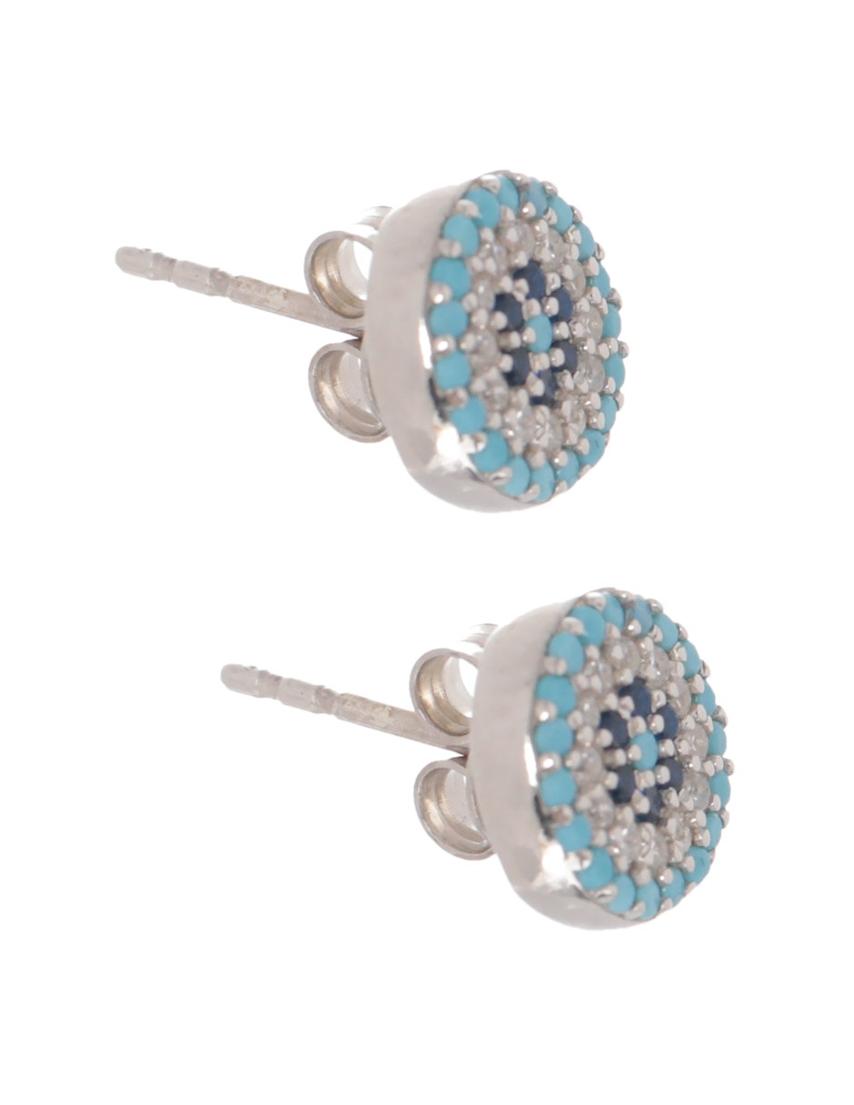 Broqueles de flor Mediterraneo Ojo de plata P 925 con acabado brillante 2
