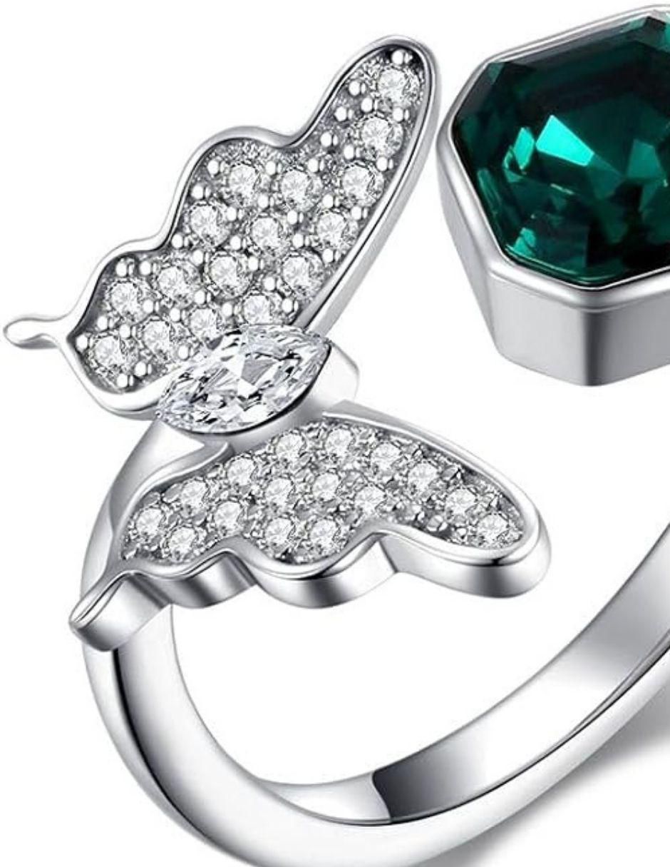 Anillo de mariposa cristal brillante 2