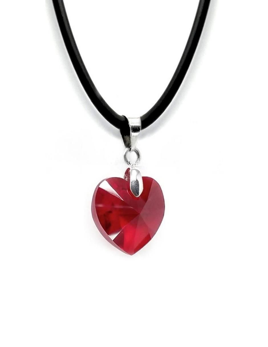 Aretes y collar de corazón de plata p 925 cristal 3
