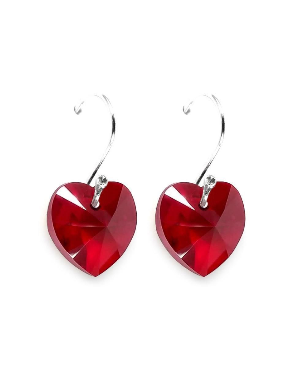 Aretes y collar de corazón de plata p 925 cristal 4