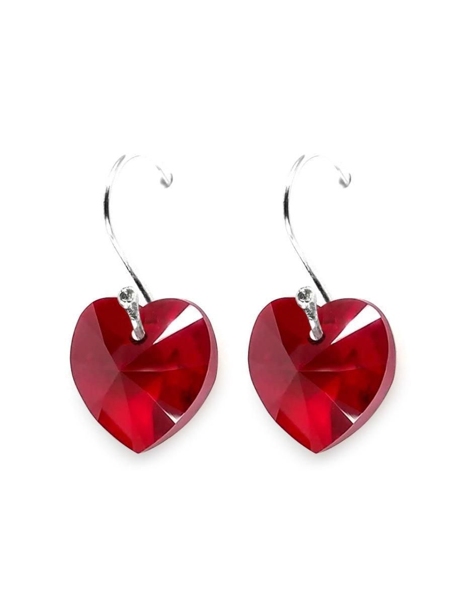 Aretes y collar de corazón de plata p 925 cristal 5