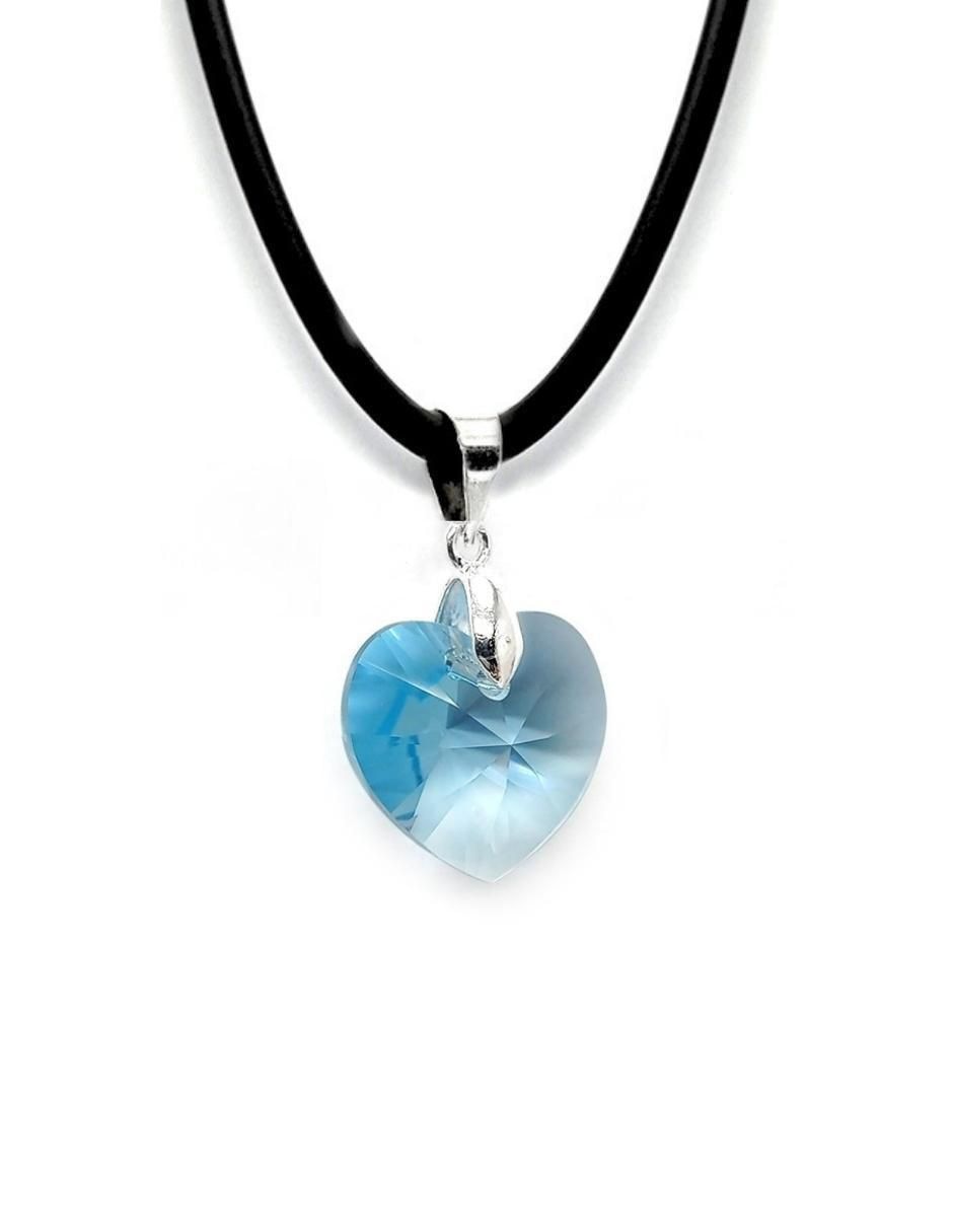 Aretes y collar de corazón de plata p 925 cristal 3