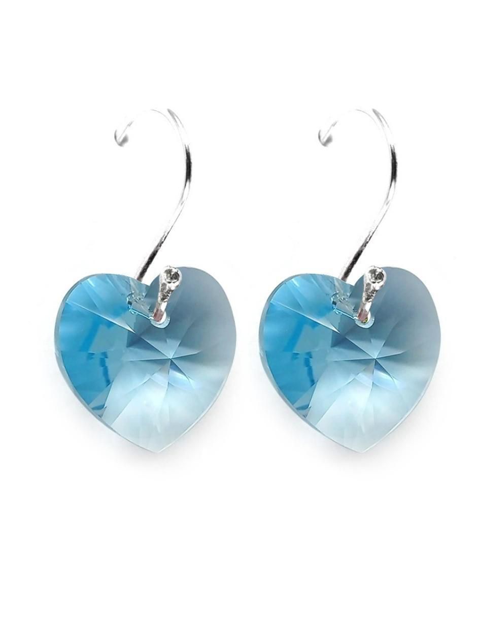 Aretes y collar de corazón de plata p 925 cristal 4