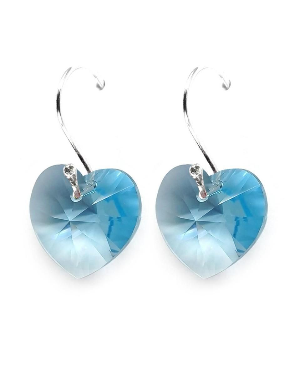 Aretes y collar de corazón de plata p 925 cristal 5