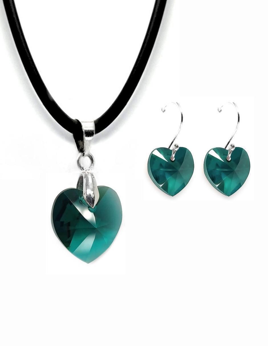 Aretes y collar de corazón Zvezda de plata p 925 cristal