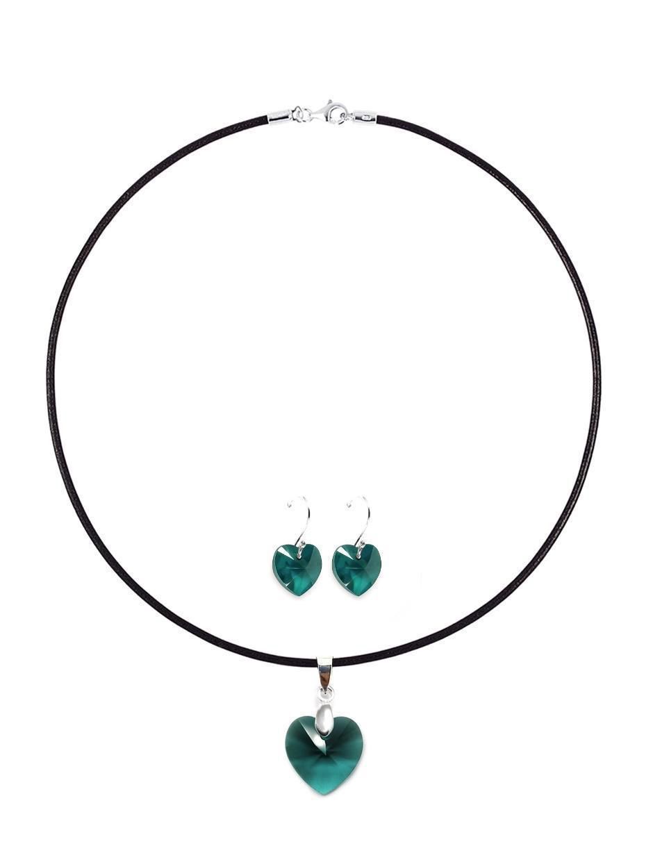 Aretes y collar de corazón Zvezda de plata p 925 cristal 2