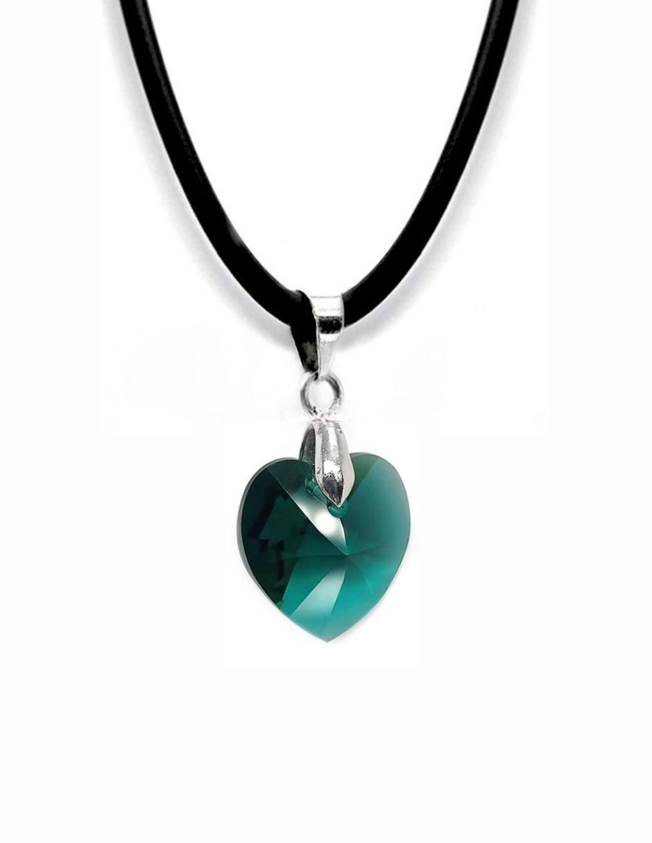 Aretes y collar de corazón Zvezda de plata p 925 cristal 3