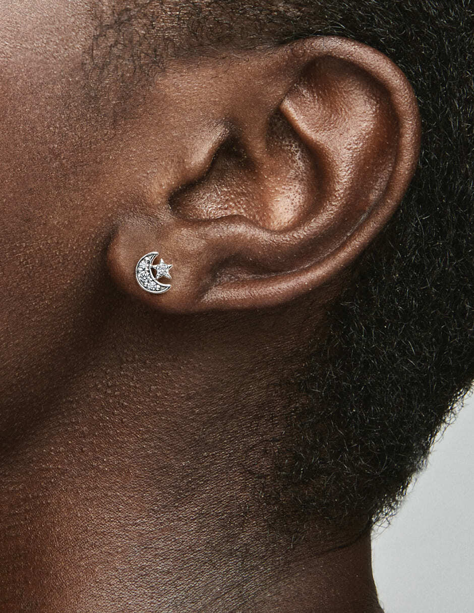 Aretes de luna Timeless de plata P 925 con acabado brillante 2