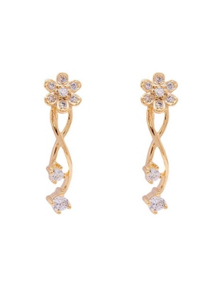 Aretes de flor con acabado pavé 1
