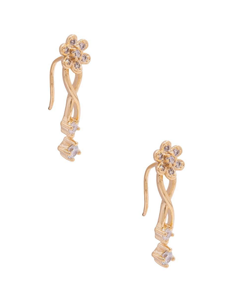 Aretes de flor con acabado pavé 3