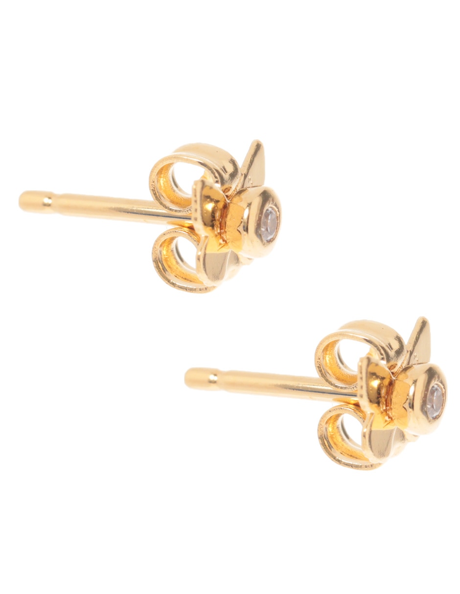 Aretes redondos con acabado baño de oro 4