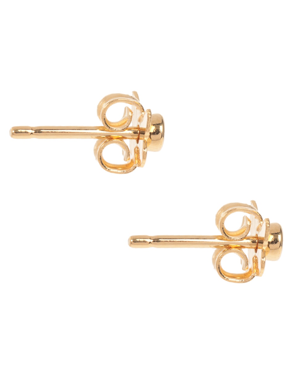 Aretes redondos con acabado baño de oro 3