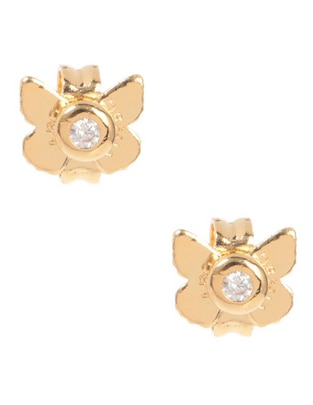 Aretes redondos con acabado baño de oro