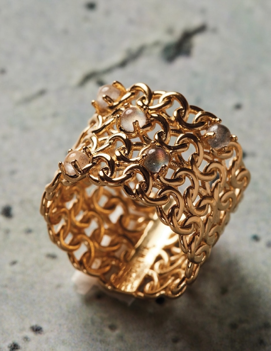 Anillo redondo Apodemia Jellyfish circonita brillante