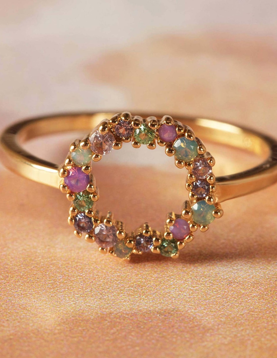 Anillo redondo Angelique Rainbow circonita brillante 2