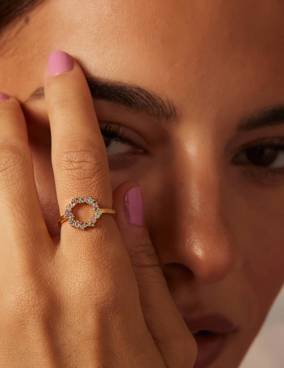 Anillo redondo Angelique Rainbow circonita brillante 4