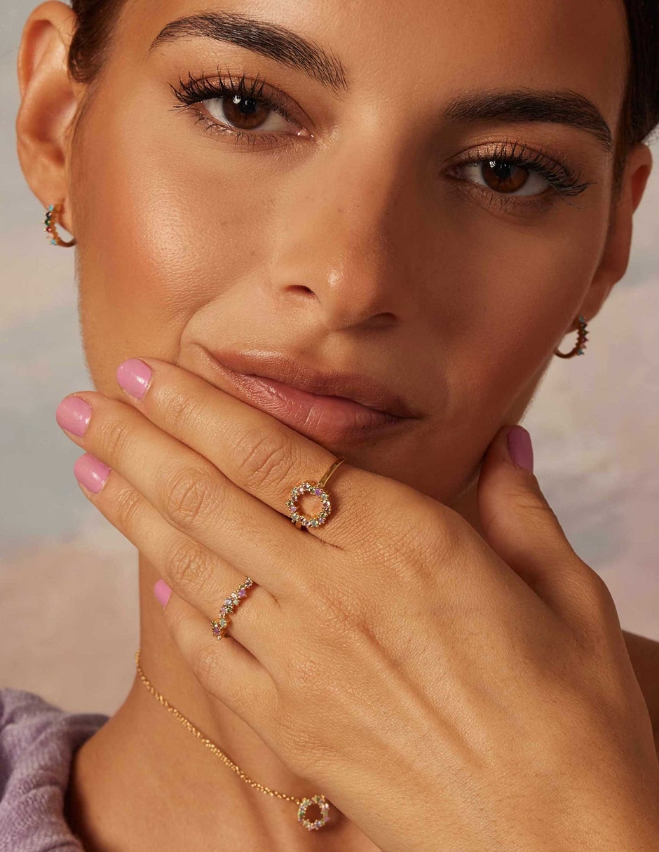 Anillo redondo Angelique Rainbow circonita brillante 5