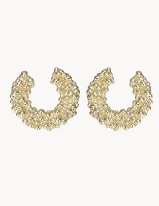 Aretes de aro Sand Dust con acabado baño de oro 18 K