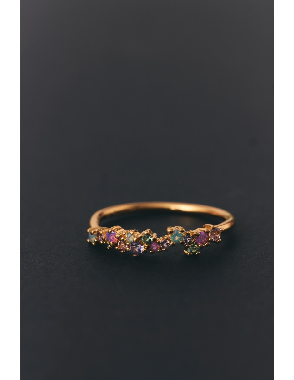 Anillo Guadaloupe 18 k circonita baño de oro