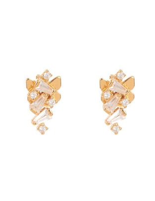 Aretes con acabado baño de oro circonita 1