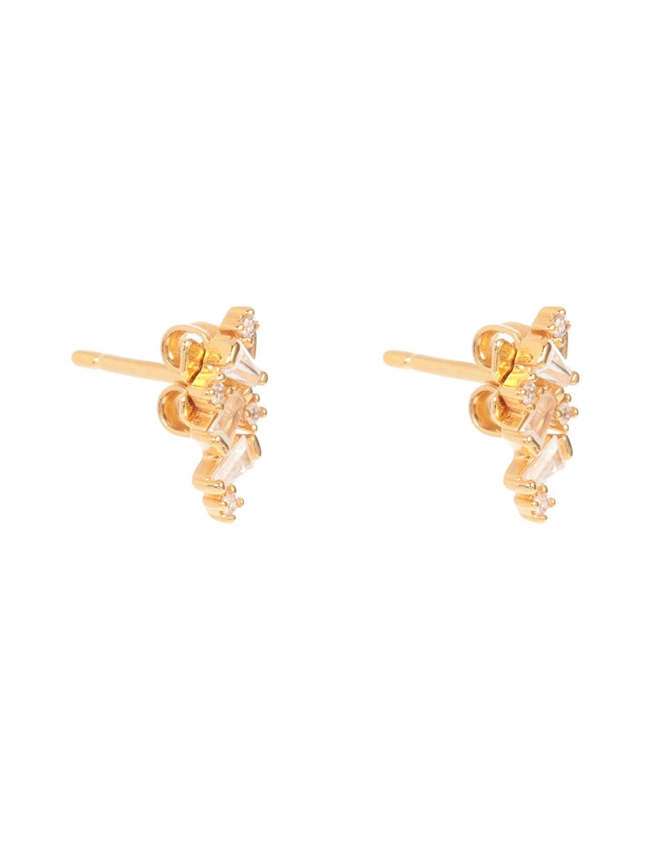 Aretes con acabado baño de oro circonita 2