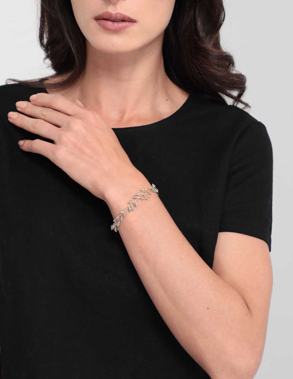 Pulsera con circonita 18 k Jellyfish con acabado brillante