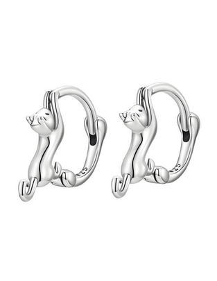 Arracadas de gato de plata con acabado brillante
