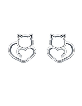 Broqueles de gato Kiki Season de plata P 925 con acabado brillante Broqueles de gato Kiki Season de plata P 925 con acabado brillante