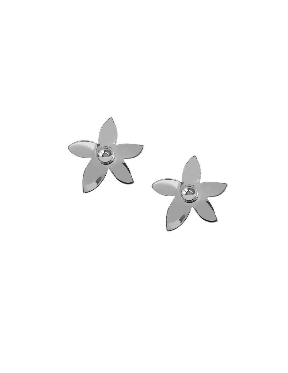 Aretes de flor de plata con acabado plateado Aretes de flor de plata con acabado plateado