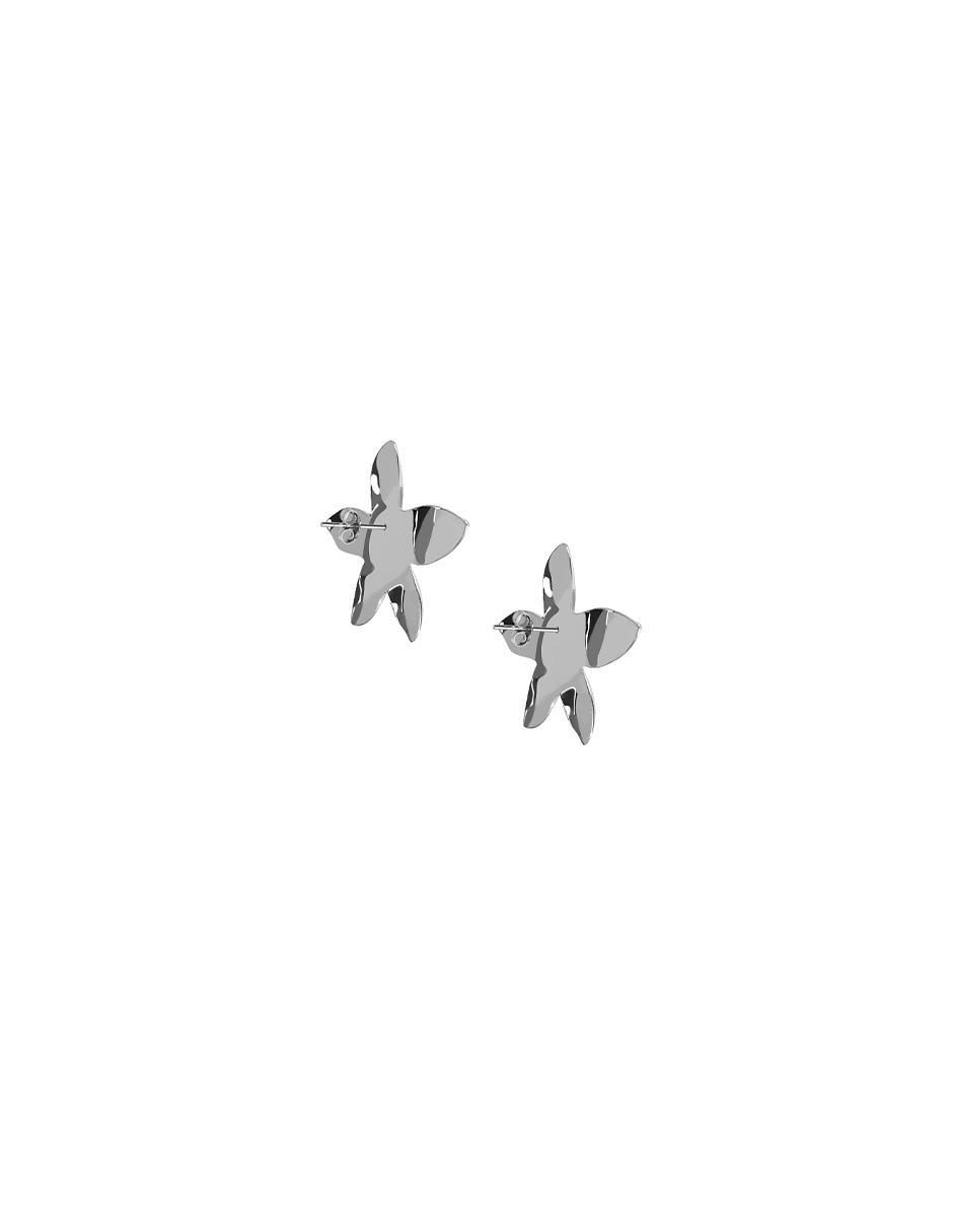 Aretes de flor de plata con acabado plateado 3