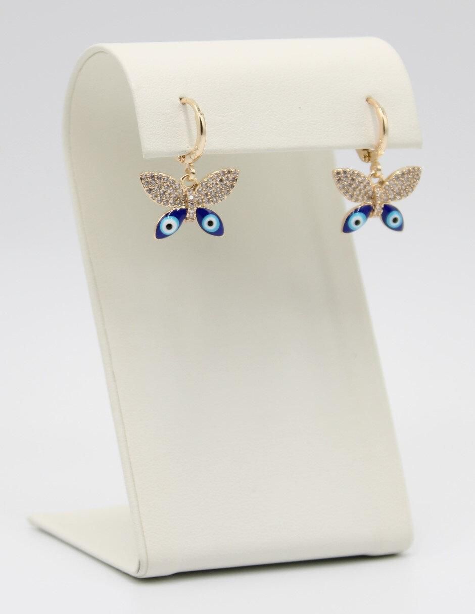 Aretes y collar de mariposa Ojo Turco 14 k zirconia cúbica