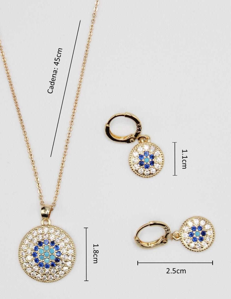 Aretes y collar de ojo Ojo Turco 14 K zirconia cúbica 5